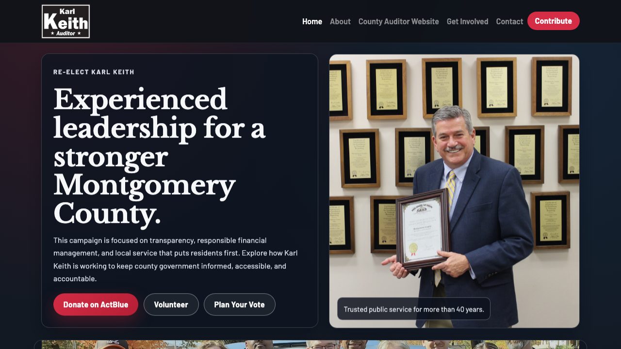 Karl Keith campaign website screenshot