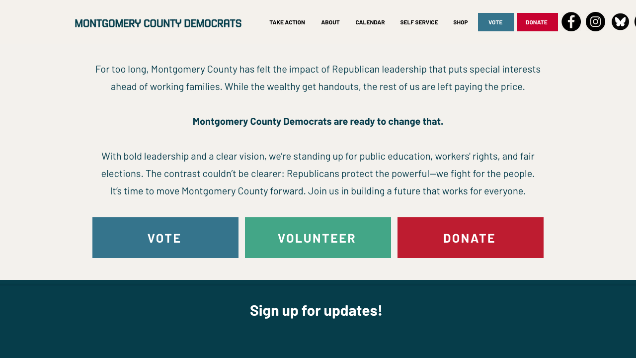 Montgomery County Democrats home page screenshot