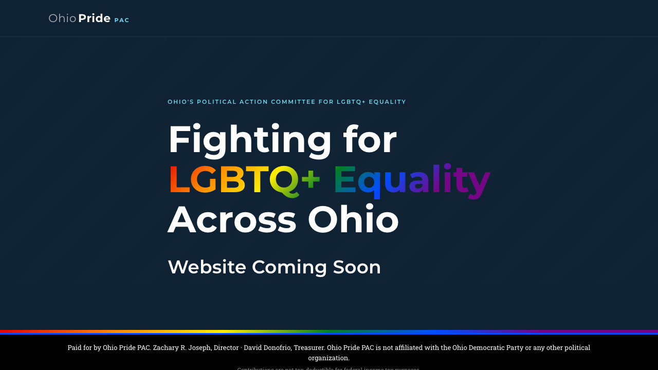 Ohio Pride homepage screenshot